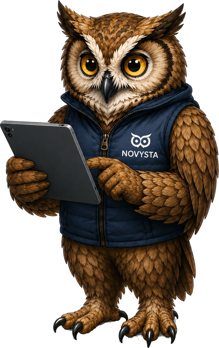 La mascotte NOVYSTA saisit un audit sur sa tablette